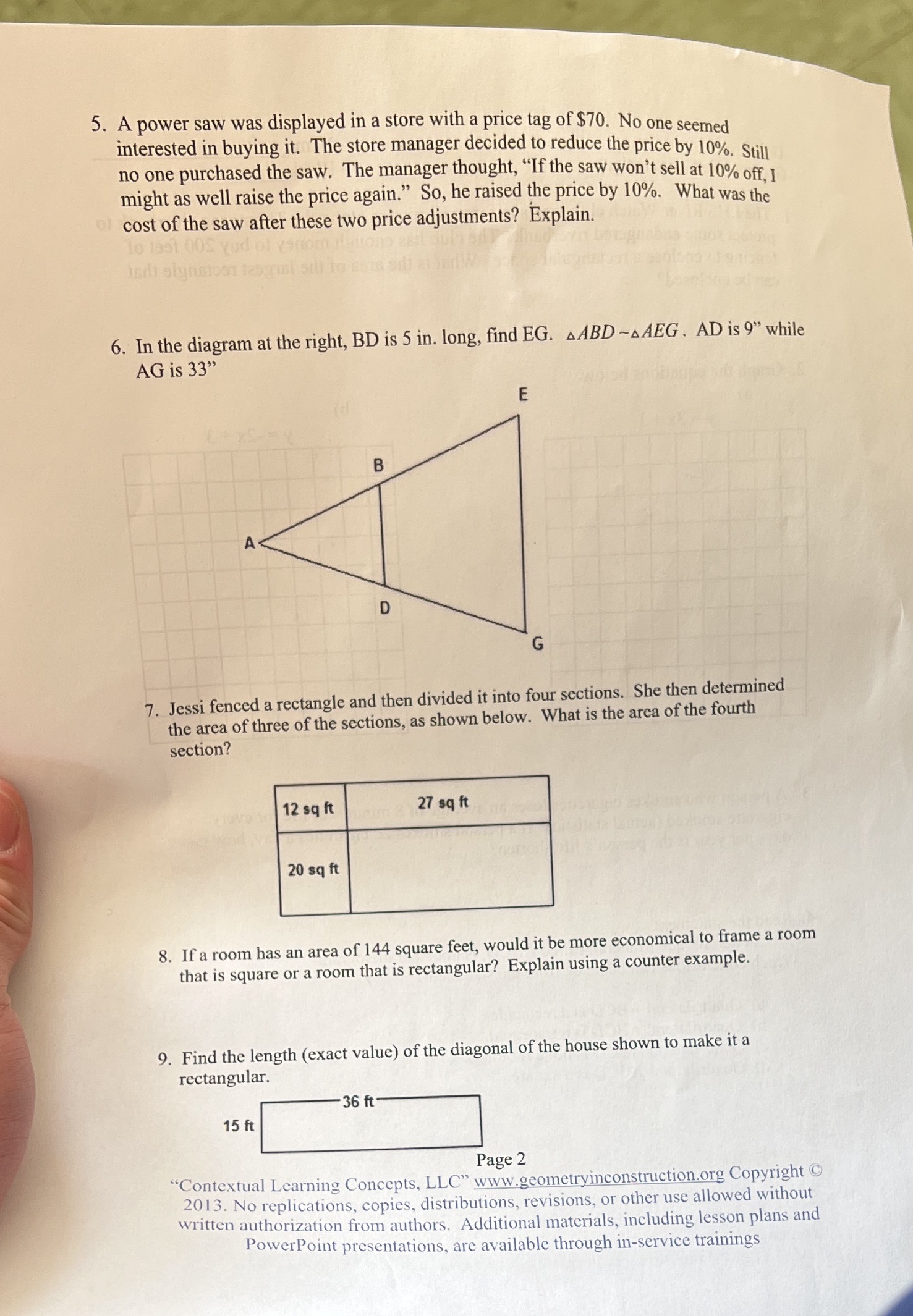5. A power saw was displayed in a store with a