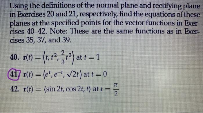 Using the definitions of the normal plane and