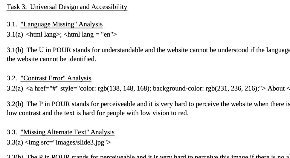 Task 3: Universal Design and Accessibility 3.1.