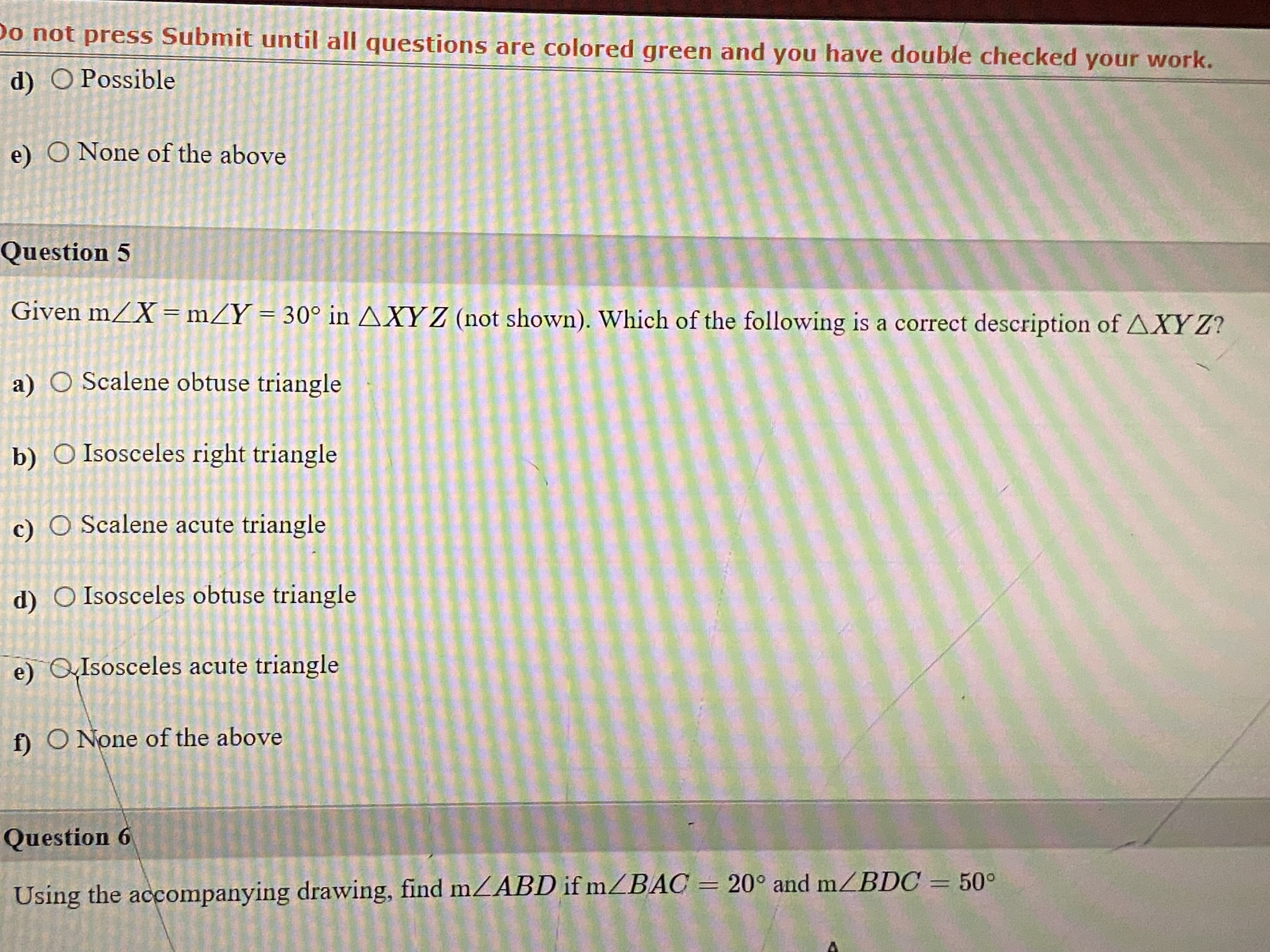 Do not press Submit until all questions are