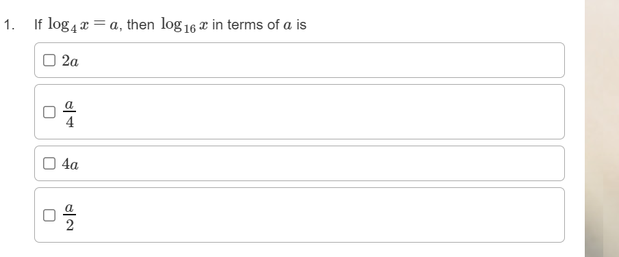 \fa2 2. The expression log is equivalent to O