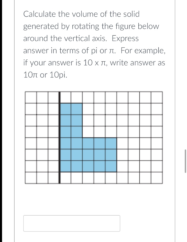 Calculate the volume of the solid generated by