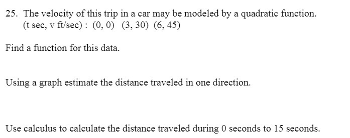 25. The velocity of this trip in a car may be