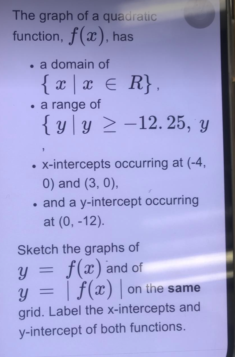 Q 1 f(x) = 149 - x2| as a piecewise function. (1