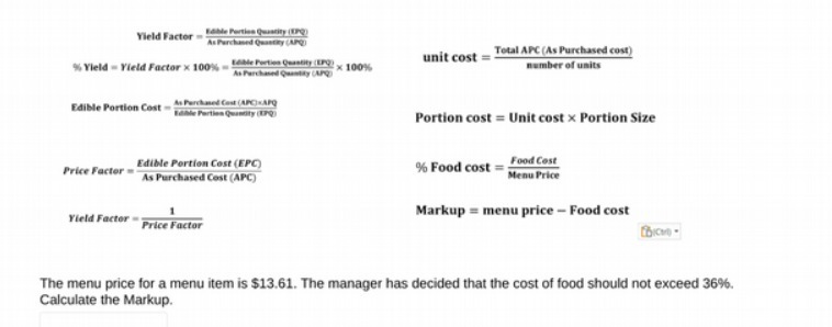 Yield Factor = unit cost = Total APC (As