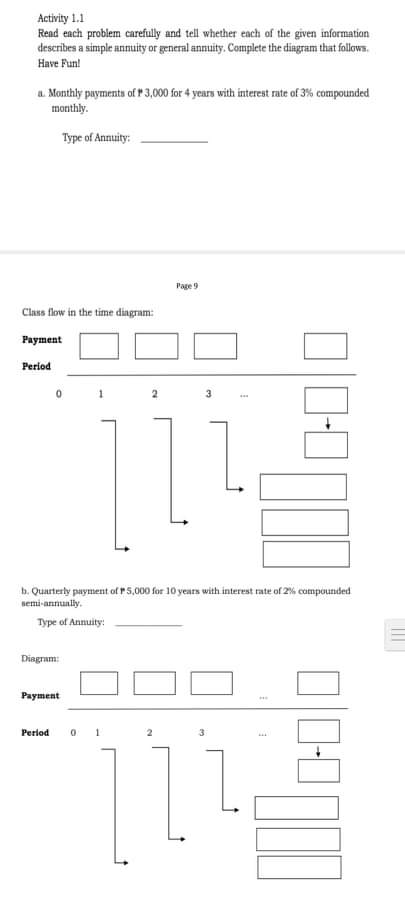 Activity 1.1 Read each problem carefully and tell