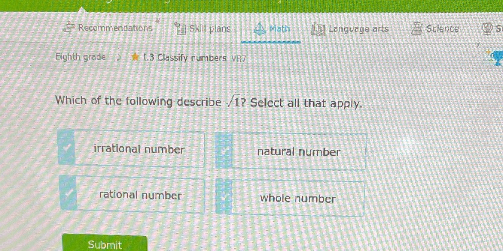 Recommendations Skill plans Math LE Language arts