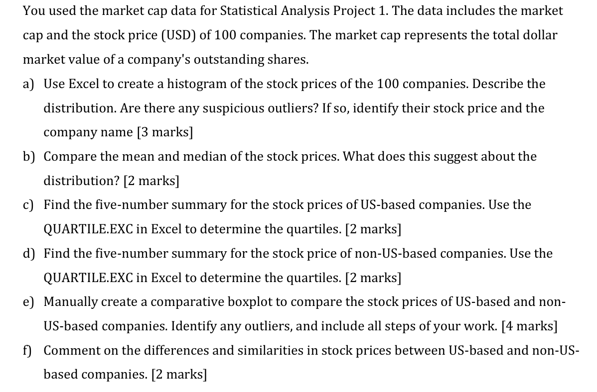 You used the market cap data for Statistical