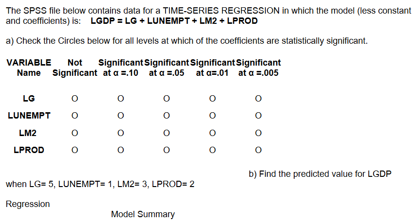 The SPSS file below contains data for a