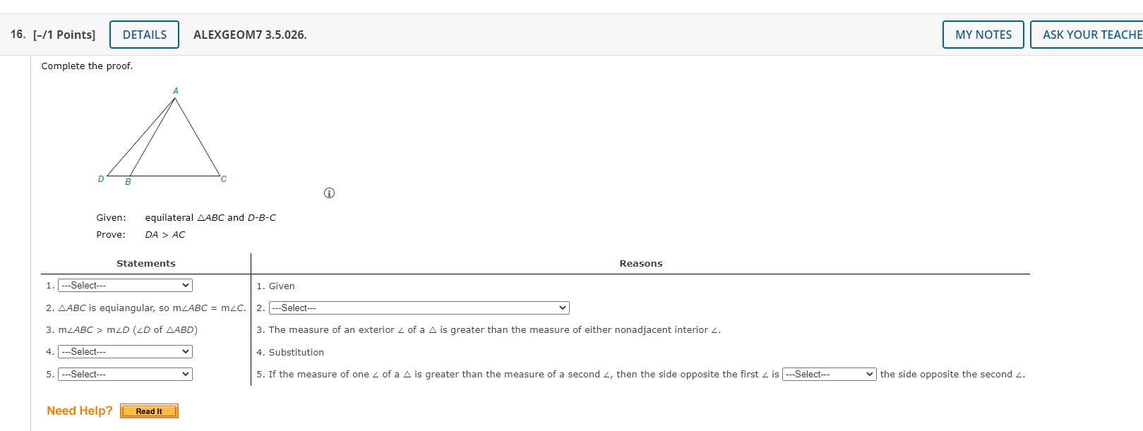The Triangle Inequality has two forms. 1. The sum