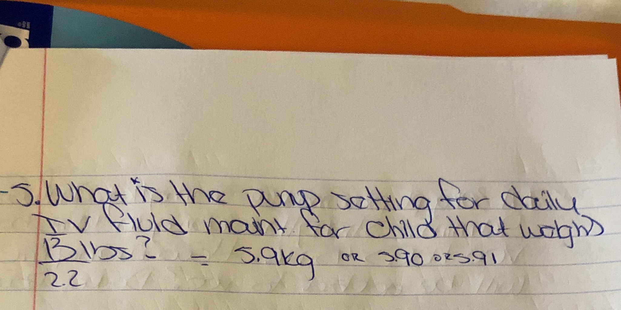 5. what is the pump setting for daily TV Hold