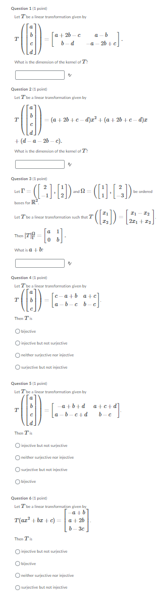 just answer, thank you Question 1 [1 point) Let
