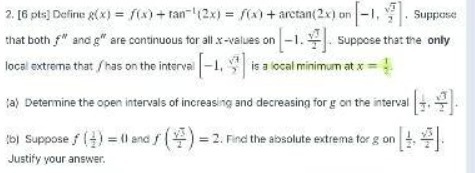 2. [6 pls] Define &(x) = 7(x) + ran (2x) = fox) +