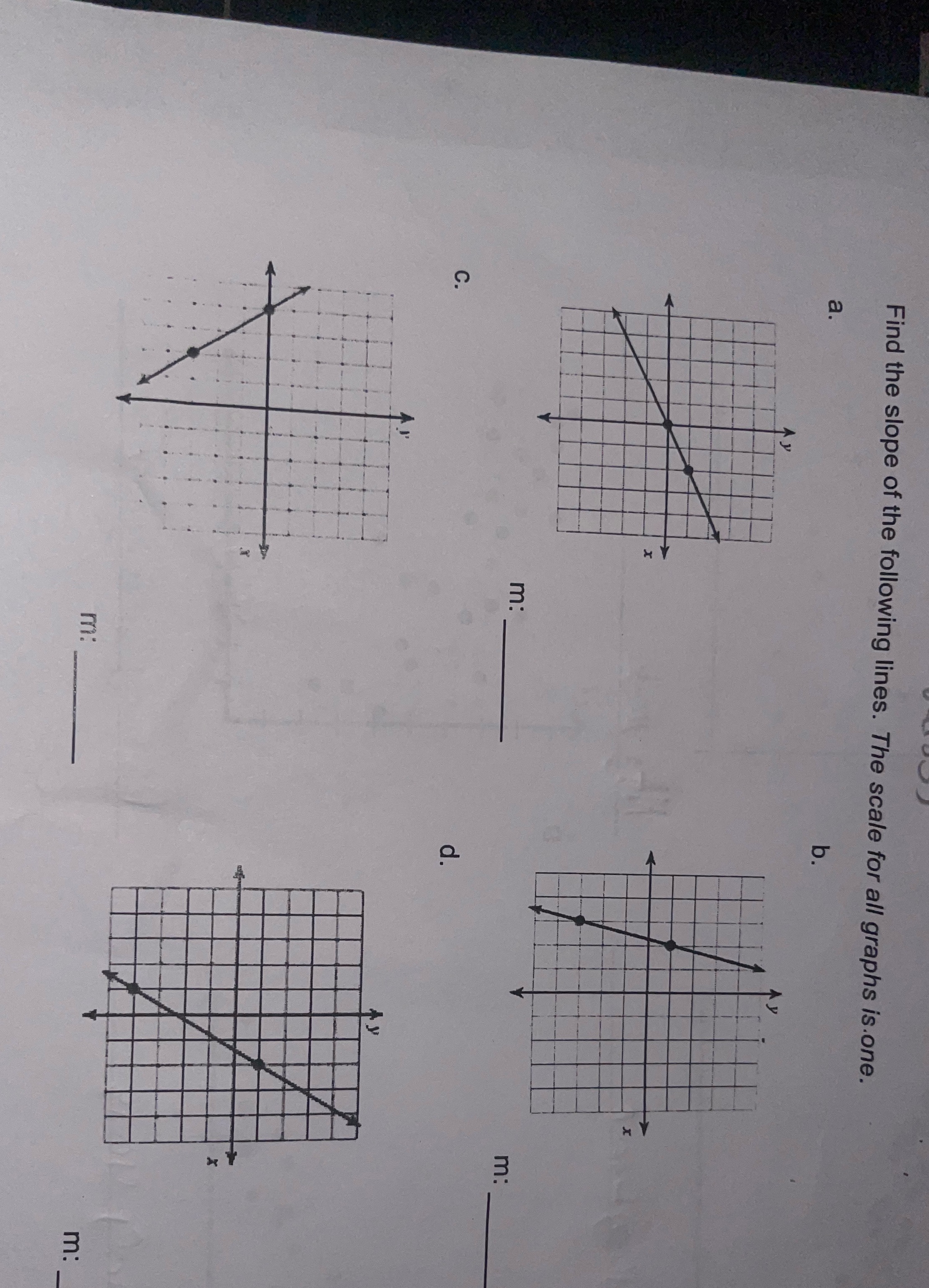 Find the slope of the following lines. The scale