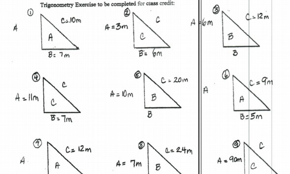 Trigonometry Exercise to be completed for class