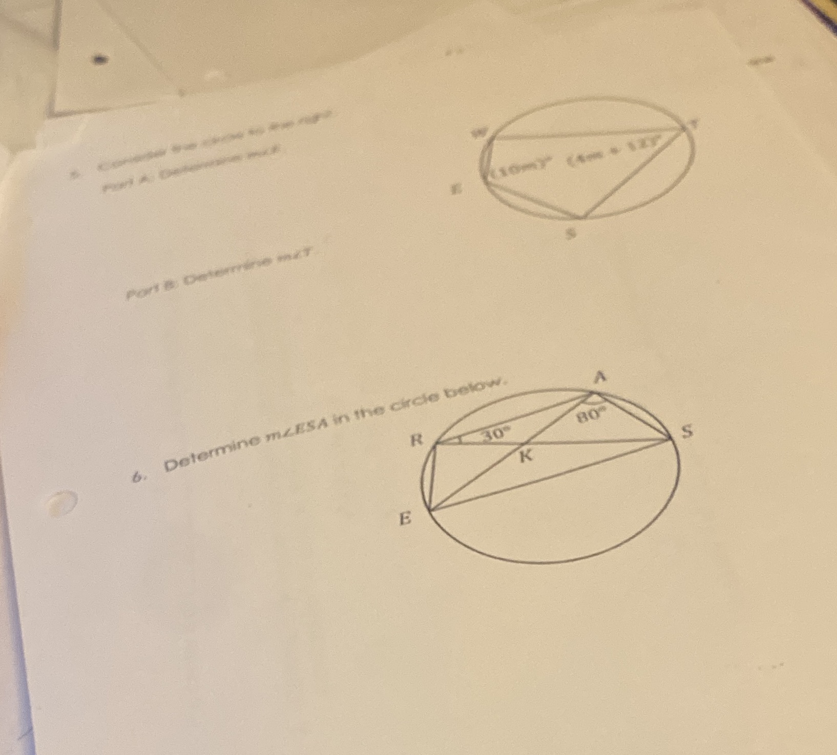 5. Consider the circle to the right (10m) (4m+