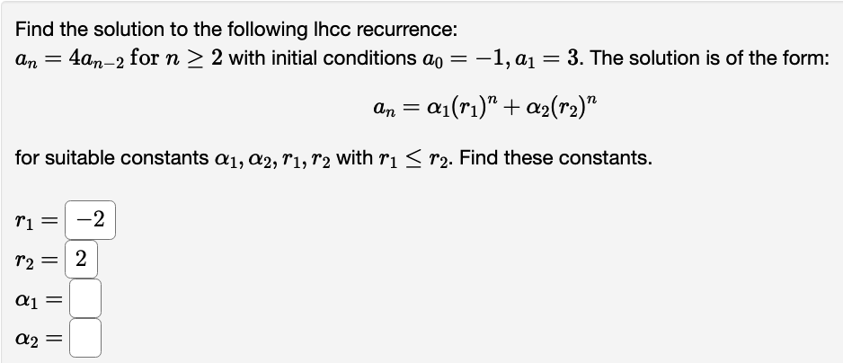 Find the solution to the following lhcc