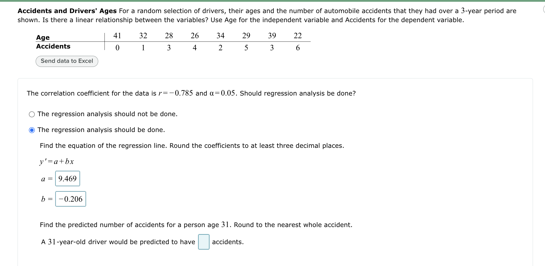 Accidents and Drivers' Ages For a random