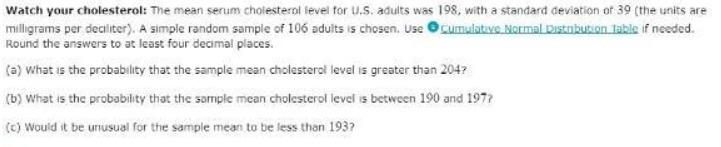 Watch your cholesterol: The mean serum