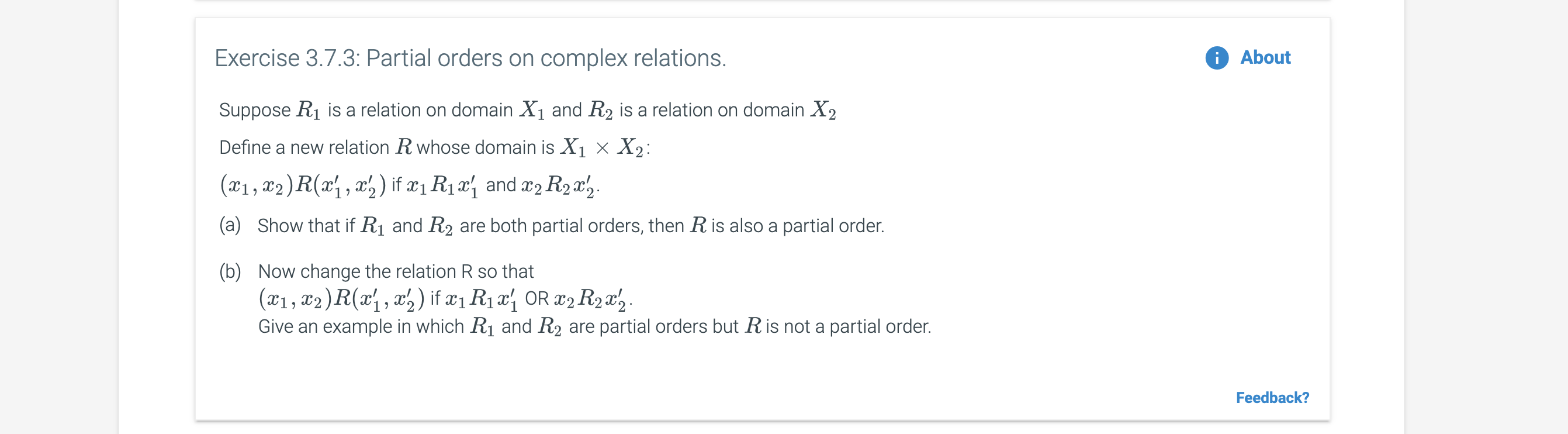 Exercise 3.7.3: Partial orders on complex