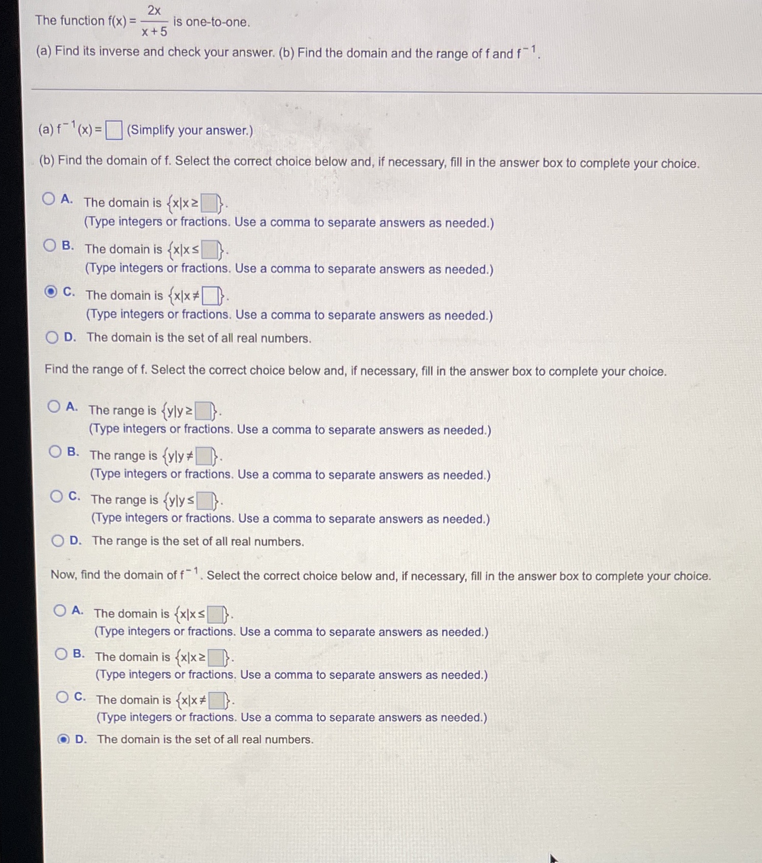 The function f(x) = - 2x x +5 Is one-to-one. (a)