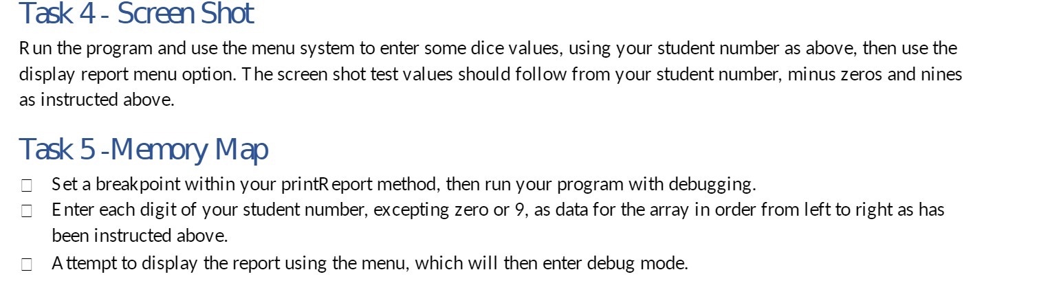 Task 4- Screen Shot Run the program and use the