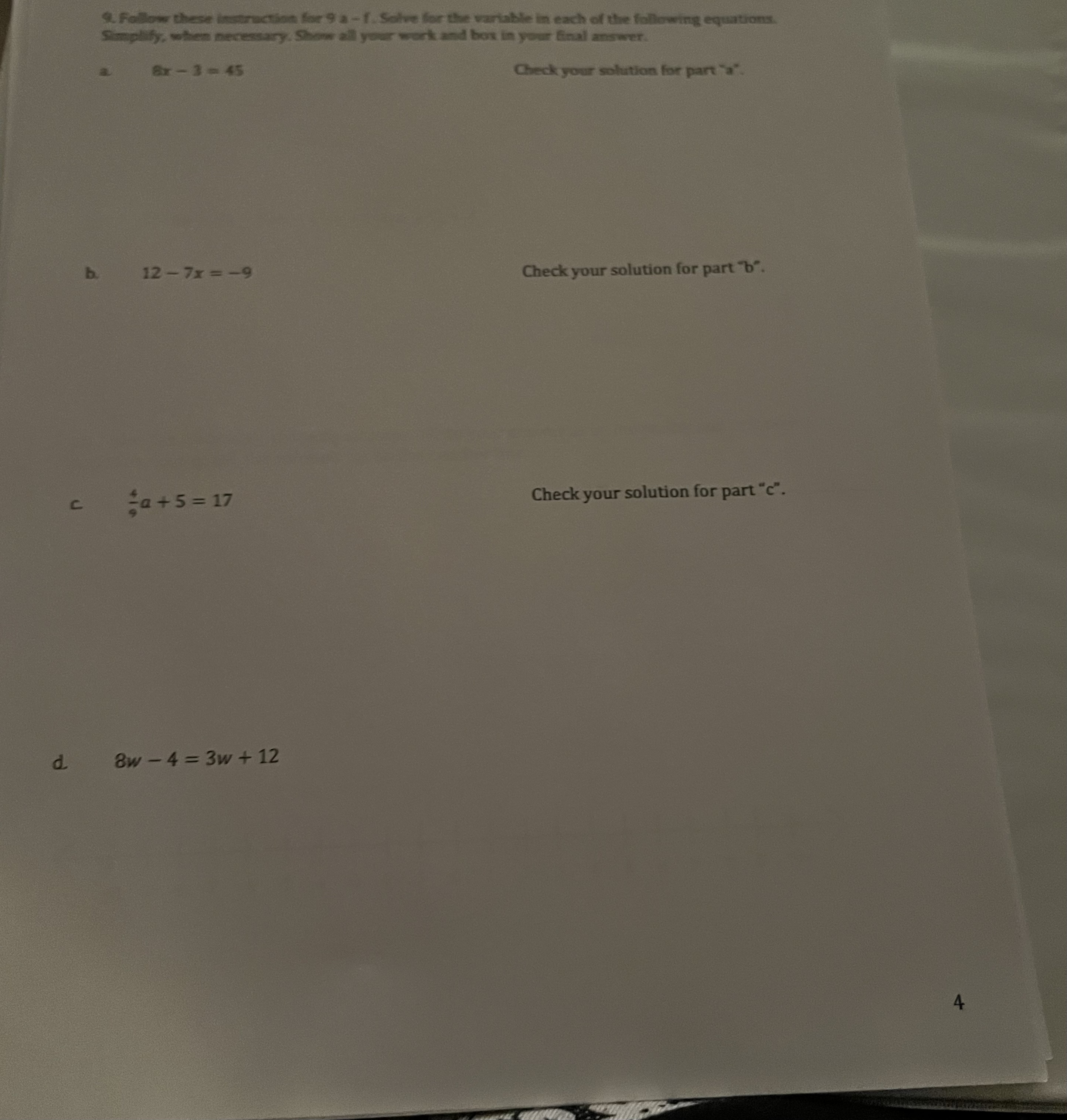 tion for 9 a -1. Solve Sle in each of the folle