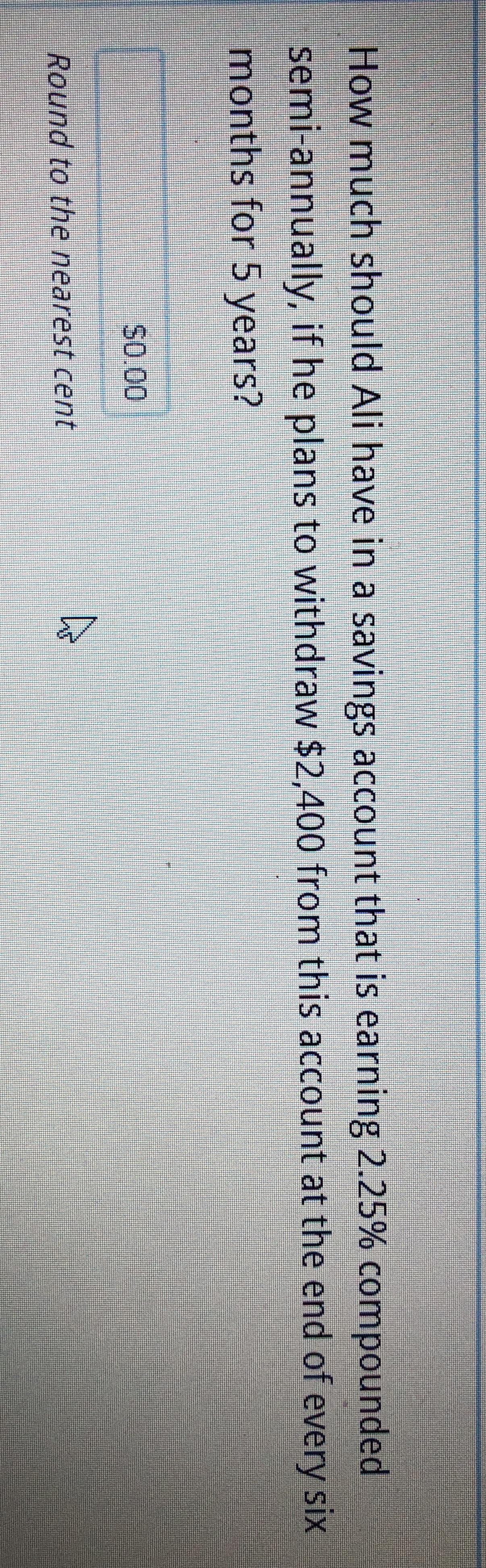Homework help How much should Ali have in a
