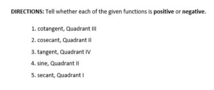 Thankyouuuu DIRECTIONS: Tell whether each of the