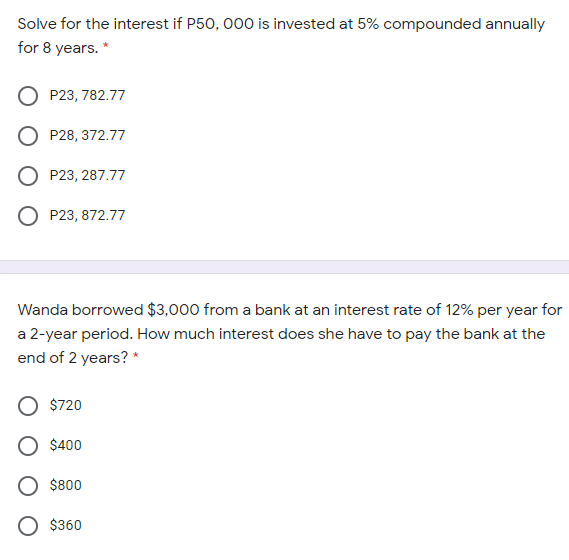 Solve for the interest if P50, 000 is invested at