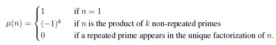 The Mobius function ? ? ? on the set of positive