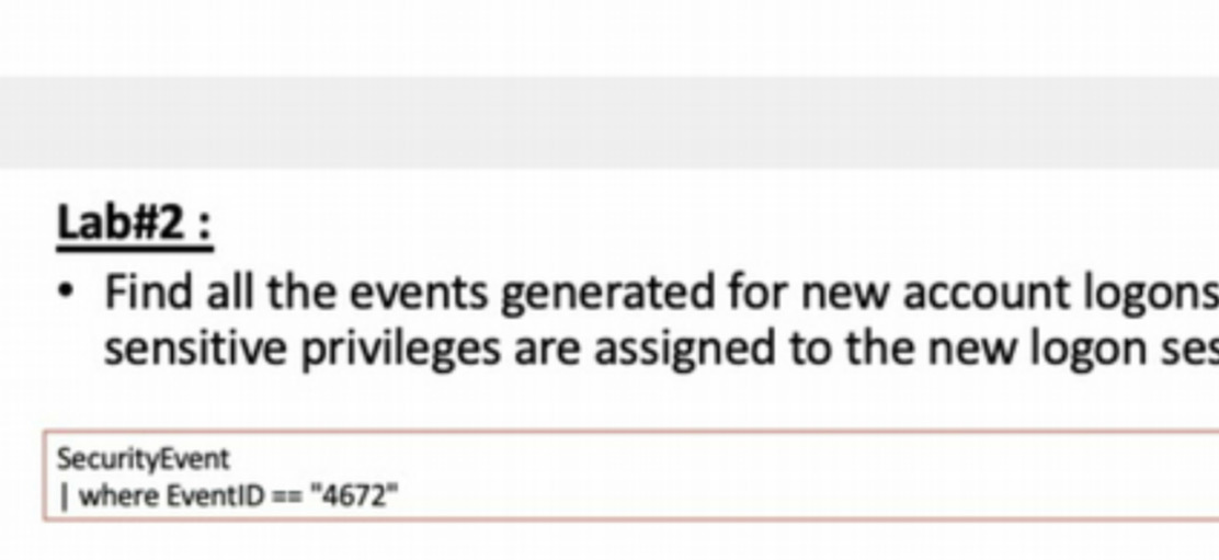 Lab#2 : . Find all the events generated for new