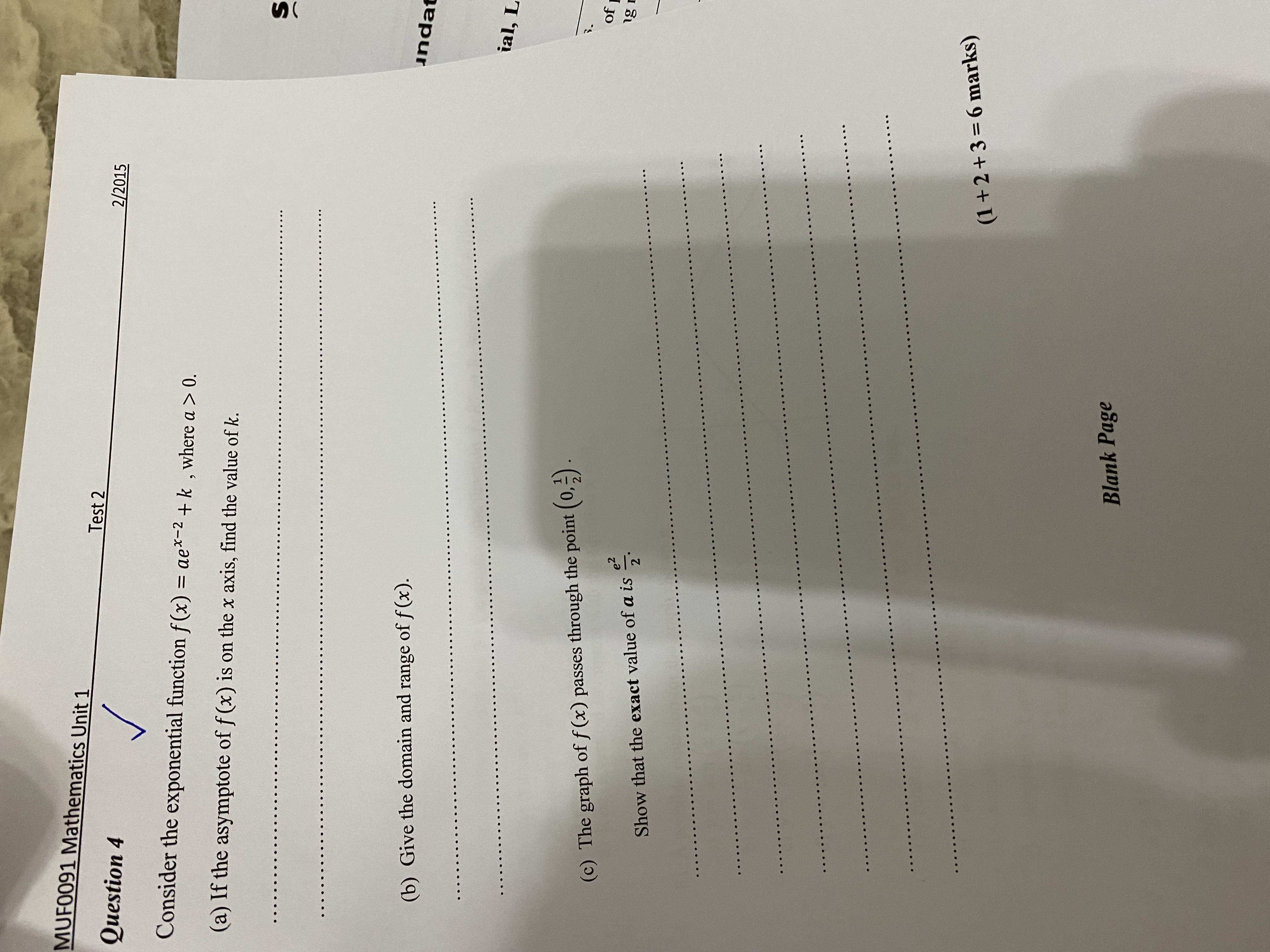 MUF0091 Mathematics Unit 1 Test 2 Question 2