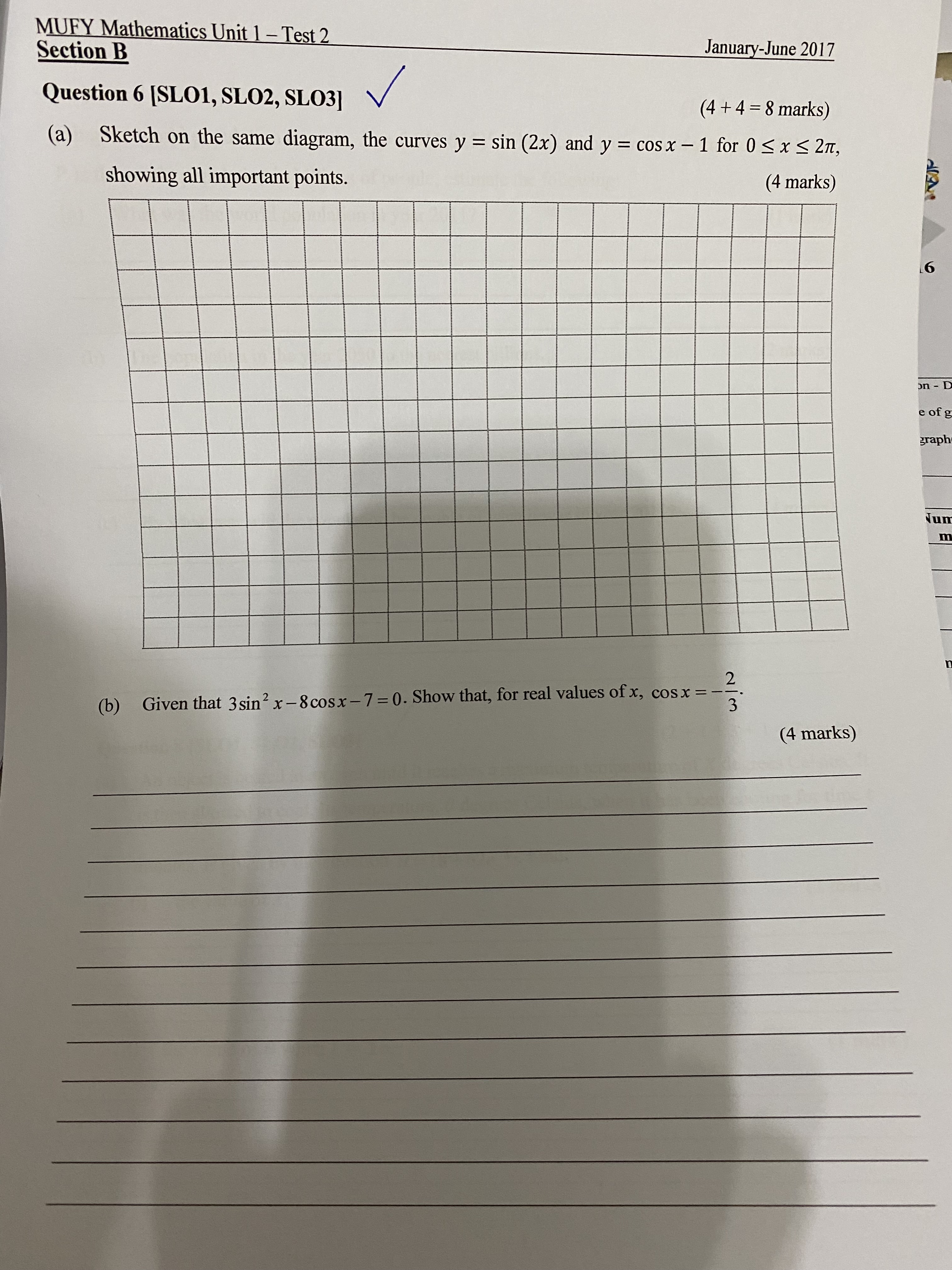 MUF0091 Mathematics Unit 1 Test 2 Question 2