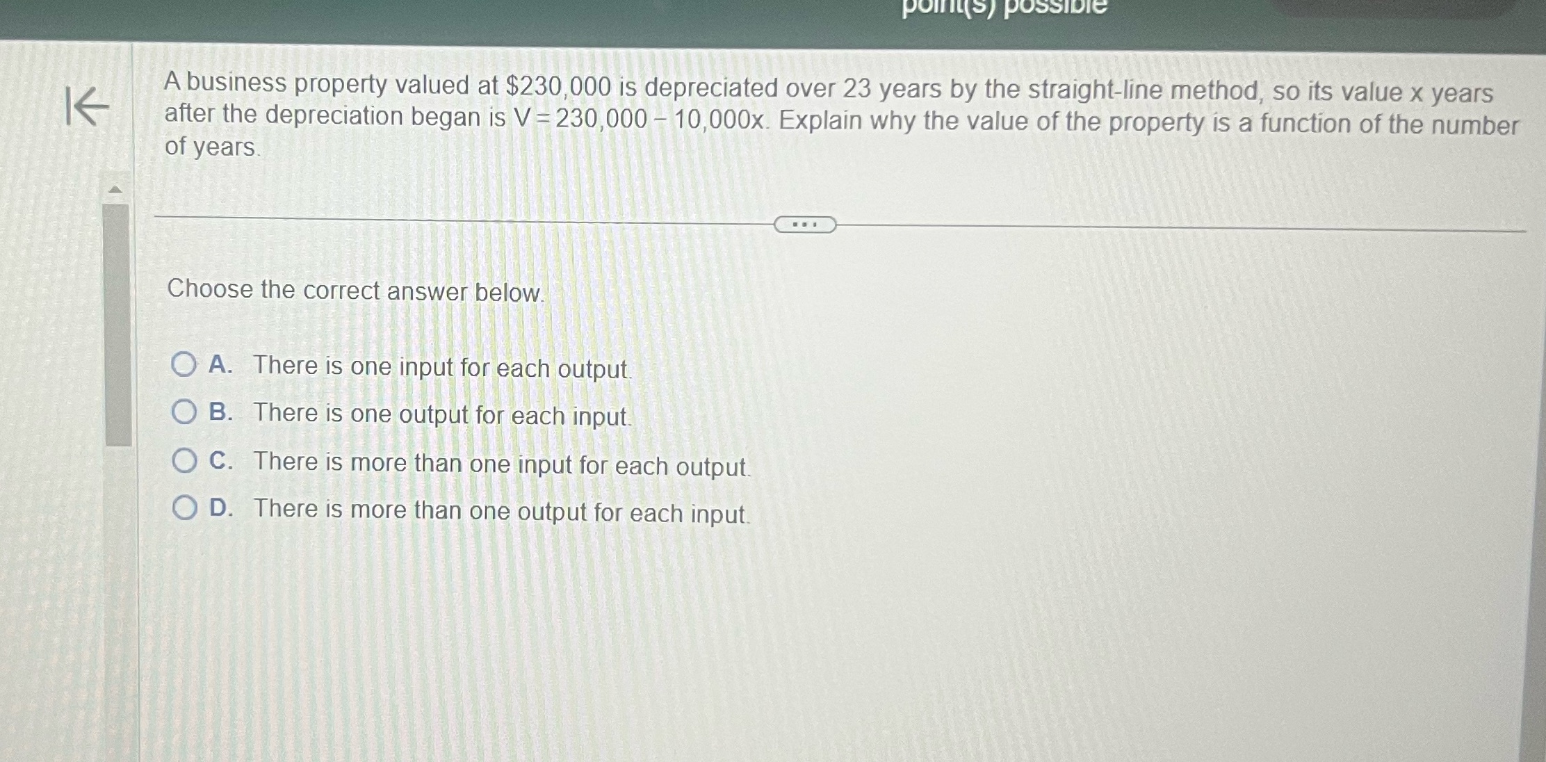 I6 A business property valued at $230,000 is