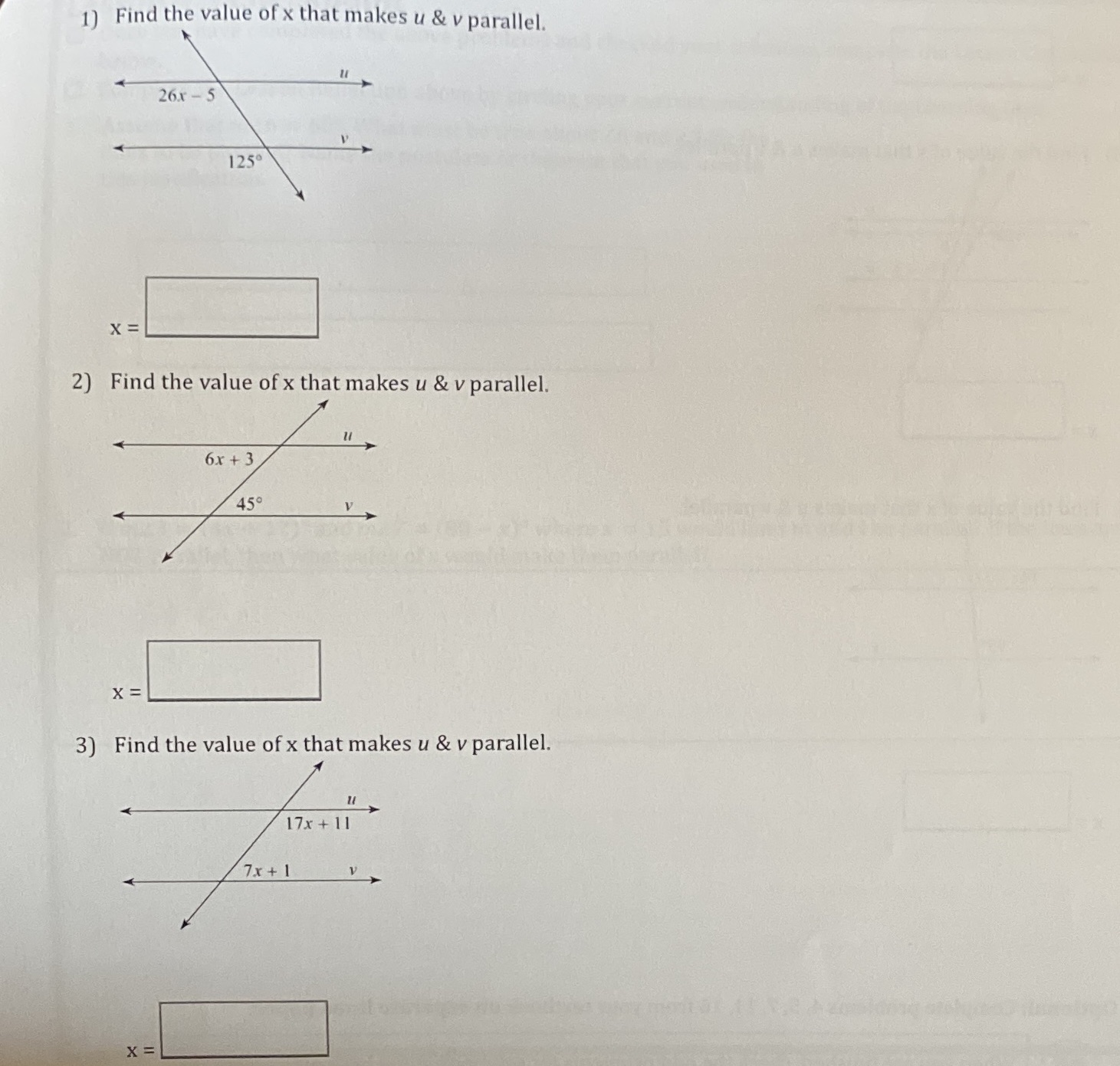 Help please this is due 1) Find the value of x