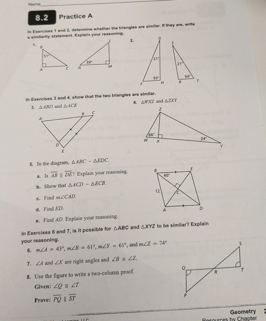 please help with 3, 4, 6, 7 and 8 Name 8.2