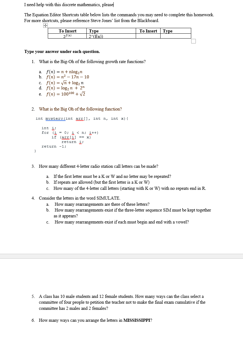 I need help with this discrete mathematics,