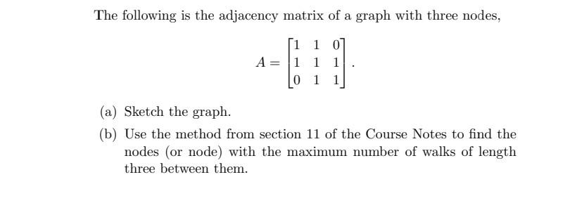 The following is the adjacency matrix of a graph