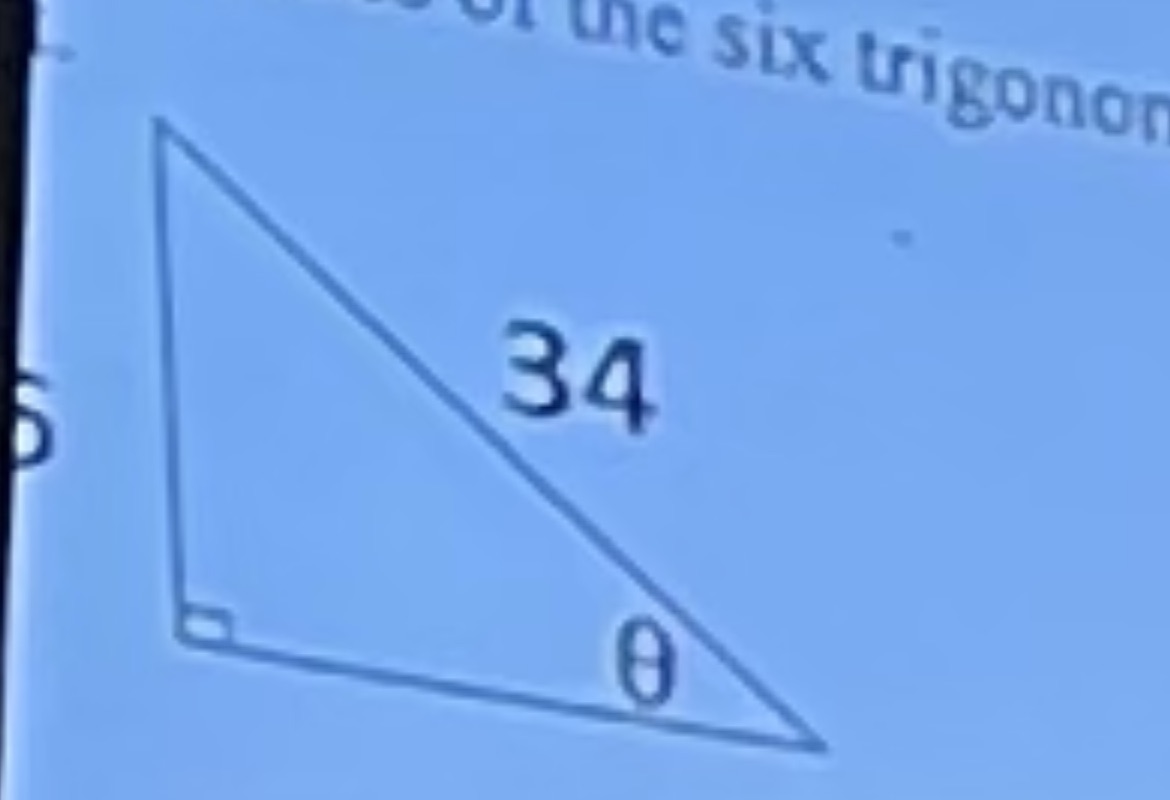 Find all 6 trigonometric values of theta. (Number