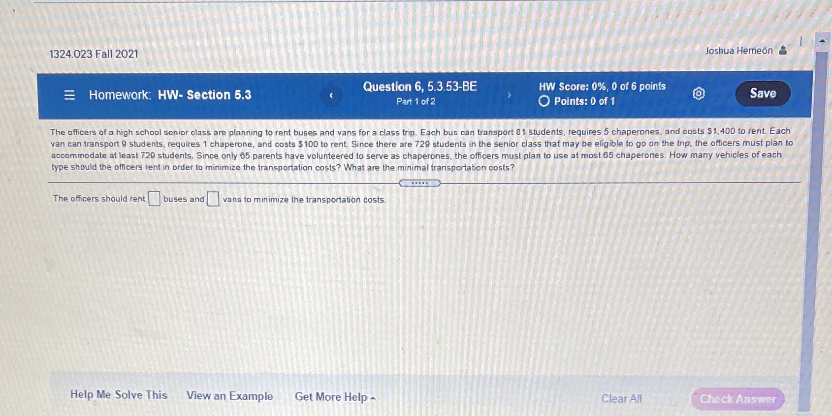 1324.023 Fall 2021 Joshua Hemeon 2 Question 6,
