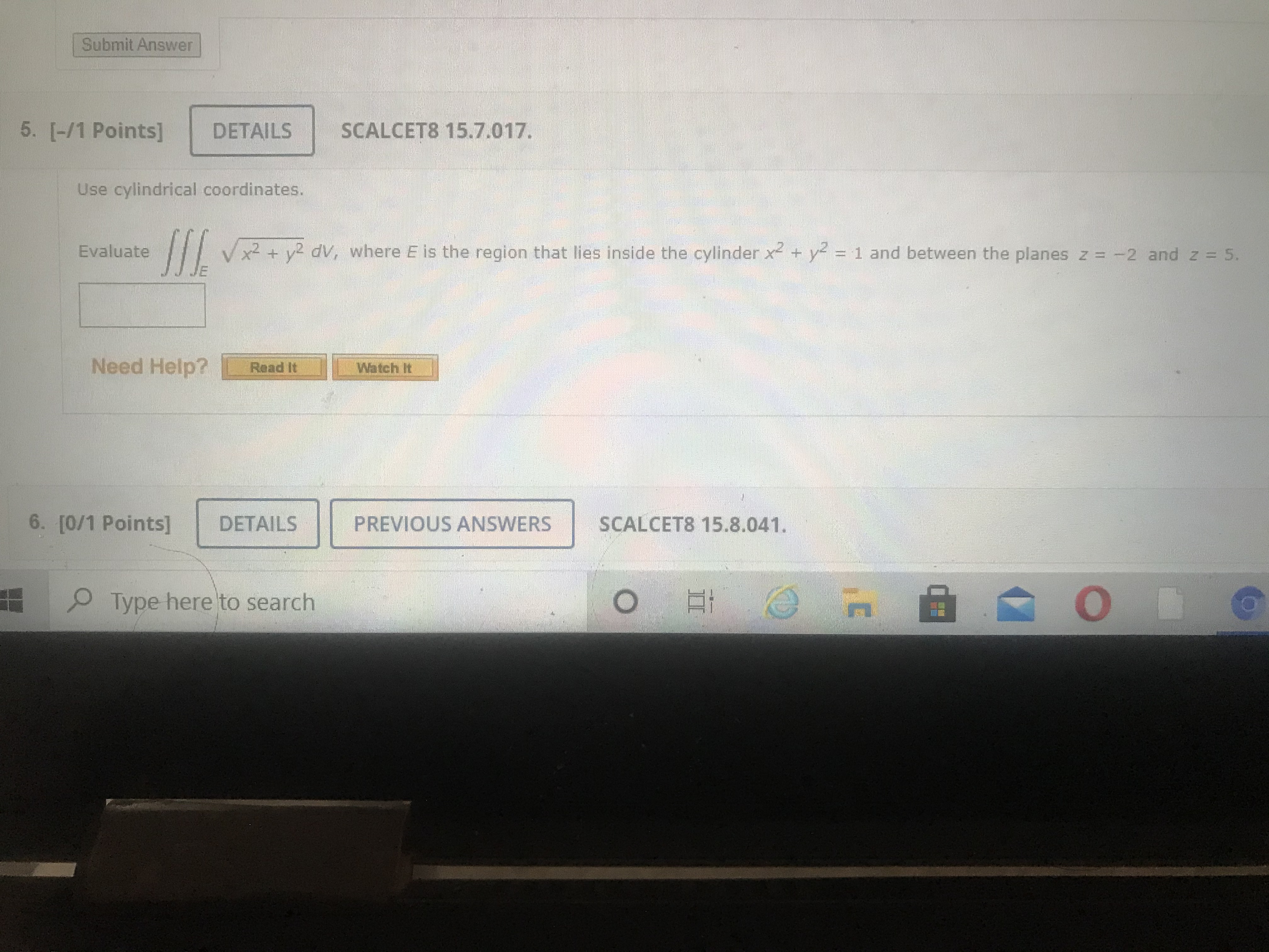 Submit Answer 5. [-/1 Points] DETAILS SCALCET8