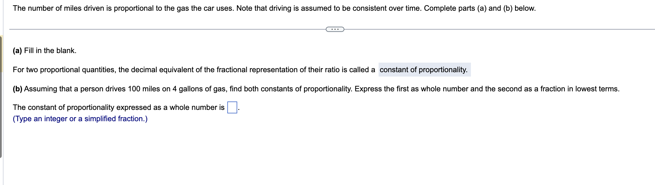 The number of miles driven is proportional to the