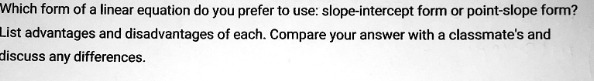 Which form of a linear equation do you prefer to