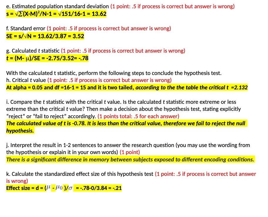 e. Estimated population standard deviation (1