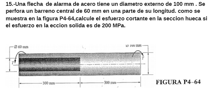 15.-Una flecha de alarma de acero tiene un