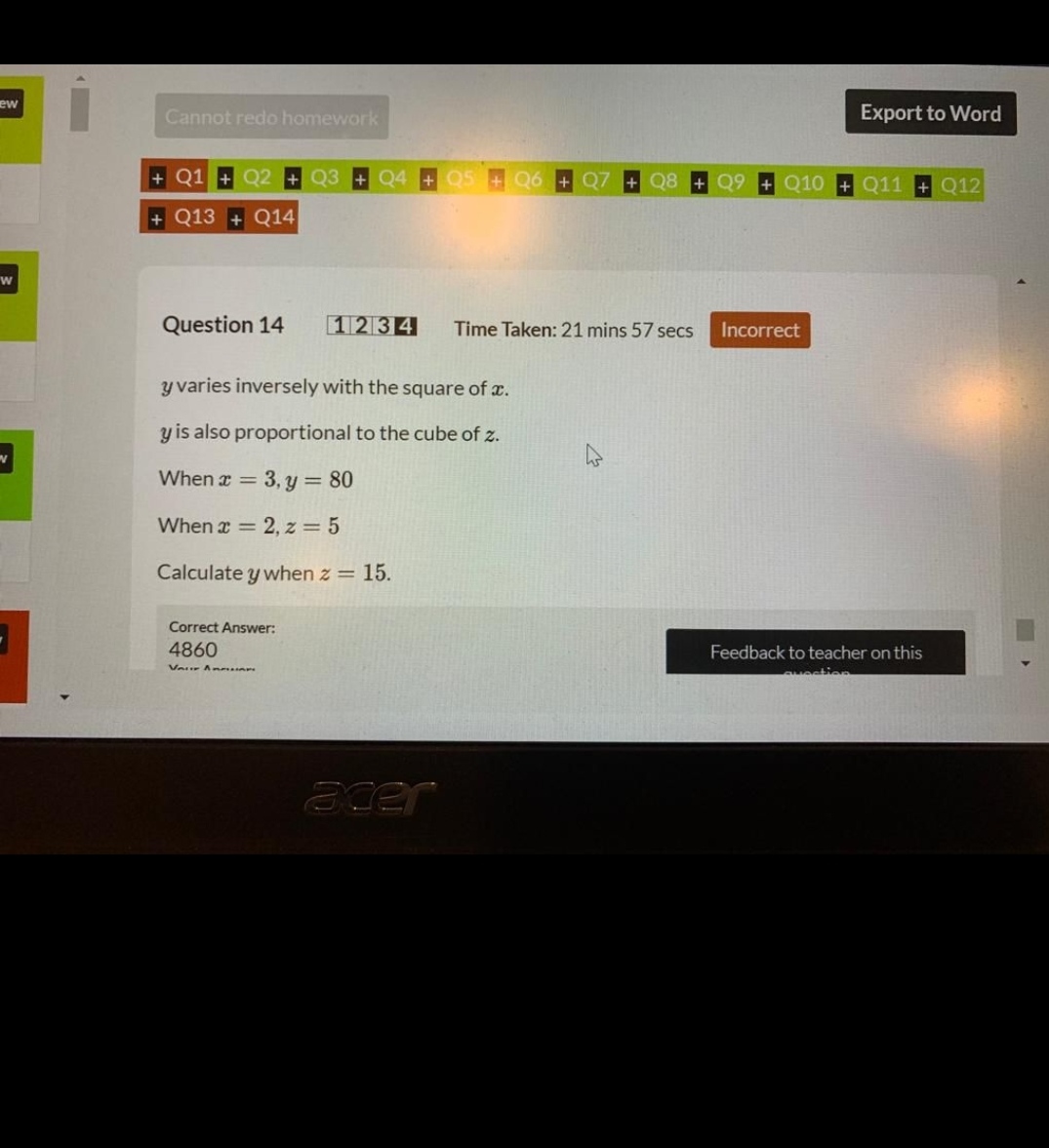 Cannot redo homework Export to Word + Q1 + Q2 +