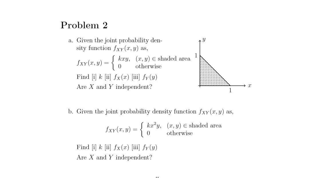 Problem 2 a. Given the joint probability den- y