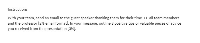 Instructions With your team, send an email to the