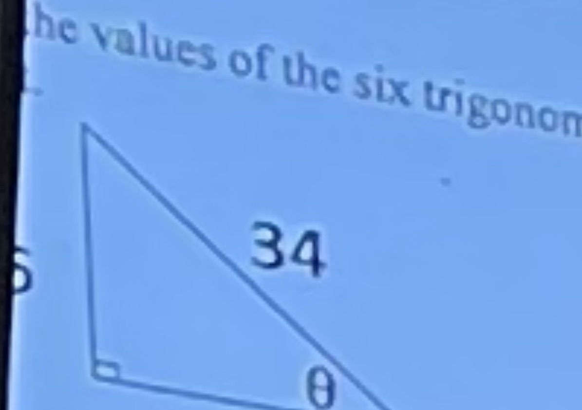 Find the 6 trigonometric ratios of the theta of